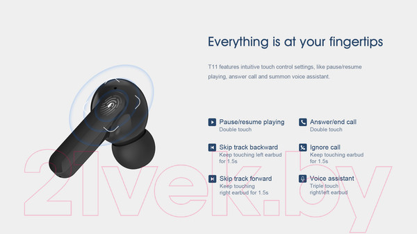 Изображение товара Беспроводные наушники QCY T11 (черный)