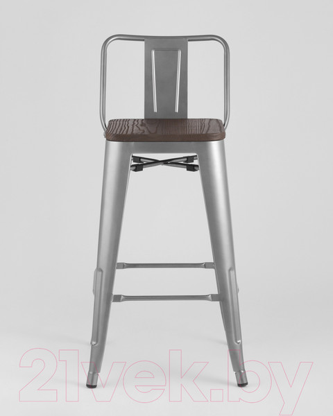 Изображение товара Стул барный Stool Group Tolix Wood со спинкой / YD-H675E-W YG-15 (серебристый матовый/темное дерево)
