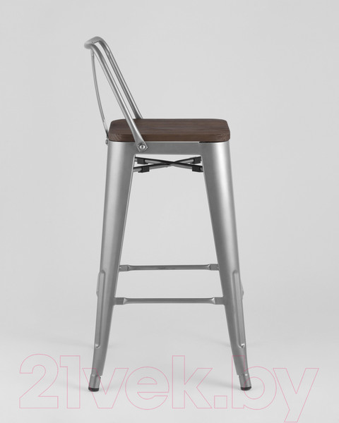 Изображение товара Стул барный Stool Group Tolix Wood со спинкой / YD-H675E-W YG-15 (серебристый матовый/темное дерево)