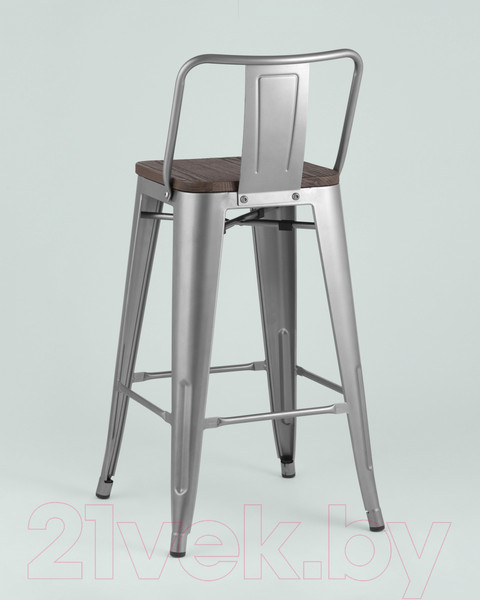 Изображение товара Стул барный Stool Group Tolix Wood со спинкой / YD-H675E-W YG-15 (серебристый матовый/темное дерево)