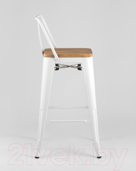 Изображение товара Стул барный Stool Group Tolix Wood со спинкой / YD-H675E-W LG-02 (белый глянцевый/светлое дерево)