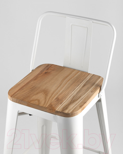 Изображение товара Стул барный Stool Group Tolix Wood со спинкой / YD-H675E-W LG-02 (белый глянцевый/светлое дерево)
