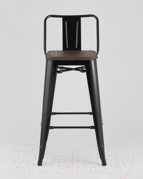 Изображение товара Стул барный Stool Group Tolix Wood со спинкой / YD-H675E-W LG-01 (черный глянцевый/темное дерево)