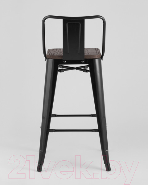 Изображение товара Стул барный Stool Group Tolix Wood со спинкой / YD-H675E-W LG-01 (черный глянцевый/темное дерево)