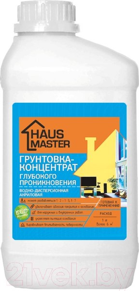 Изображение товара Грунтовка Haus Master Глубокого проникновения (1л, бесцветный)
