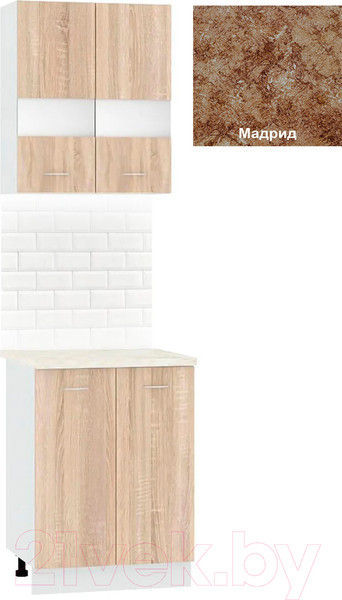 Изображение товара Комплект кухонных модулей Кортекс-мебель Корнелия Экстра 60р2д (дуб сонома/мадрид)