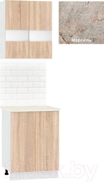 Изображение товара Комплект кухонных модулей Кортекс-мебель Корнелия Экстра 60р2д (дуб сонома/марсель)