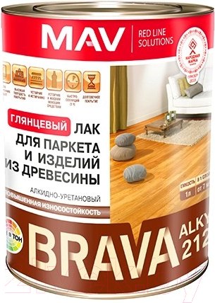 Изображение товара Лак MAV Brava Alkyd 2122 (1л, бесцветный глянцевый)