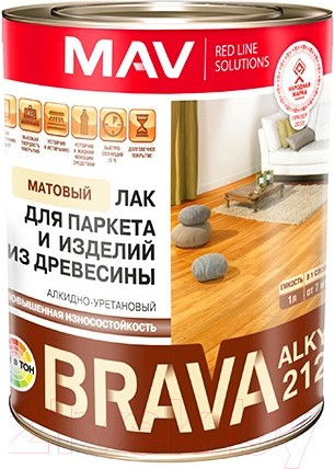 Изображение товара Лак MAV Brava Alkyd 2122 (1л, бесцветный матовый)
