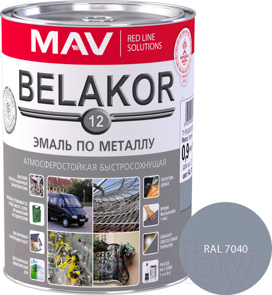 Изображение товара Эмаль MAV Belakor-12 Ral 7040 (900г, светло-серый)