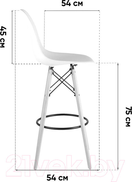 Изображение товара Стул барный Stool Group Eames / 8056H (белый)