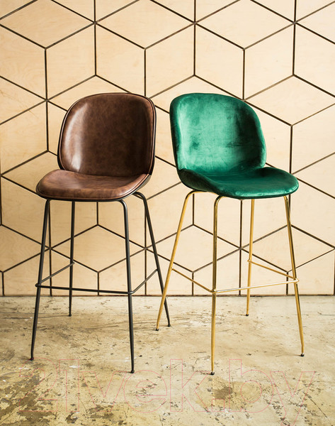 Изображение товара Стул барный Stool Group Турин со спинкой / 9329C (экокожа коричневый/черные ножки)