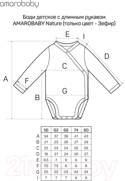 Изображение товара Боди для малышей Amarobaby Nature / AB-OD21-NZ2/06-74 (розовый, р. 74)