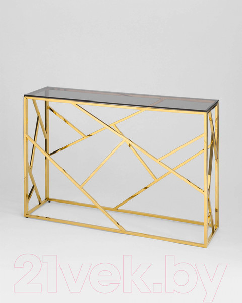Изображение товара Консольный столик Stool Group Арт Деко 115x30 / ECST-015-TG-SK (стекло Smoke/сталь золото)