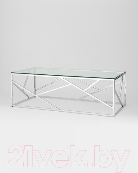 Изображение товара Журнальный столик Stool Group Арт Деко 120x60 / ECT-015 (прозрачное стекло/сталь серебристый)