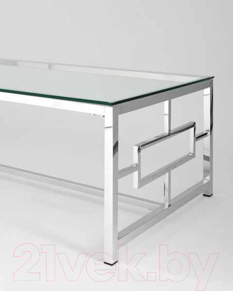 Изображение товара Журнальный столик Stool Group Бруклин 120x60 / ECT-013 (прозрачное стекло/сталь серебристый)