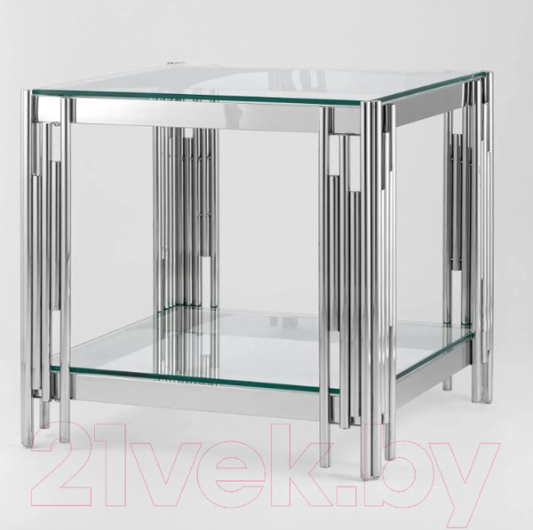 Изображение товара Журнальный столик Stool Group Гэтсби 55x55 / EET-027 (прозрачное стекло/сталь серебристый)