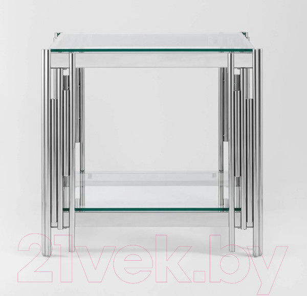 Изображение товара Журнальный столик Stool Group Гэтсби 55x55 / EET-027 (прозрачное стекло/сталь серебристый)