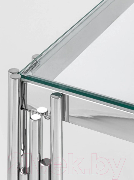 Изображение товара Журнальный столик Stool Group Гэтсби 55x55 / EET-027 (прозрачное стекло/сталь серебристый)