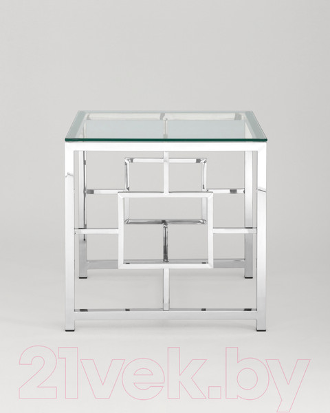 Изображение товара Журнальный столик Stool Group Бруклин 55x55 / EET-013 (прозрачное стекло/сталь серебристый)