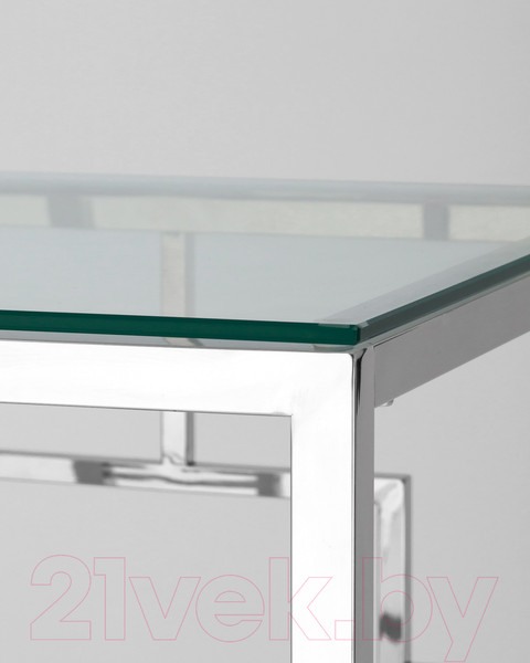 Изображение товара Журнальный столик Stool Group Бруклин 55x55 / EET-013 (прозрачное стекло/сталь серебристый)