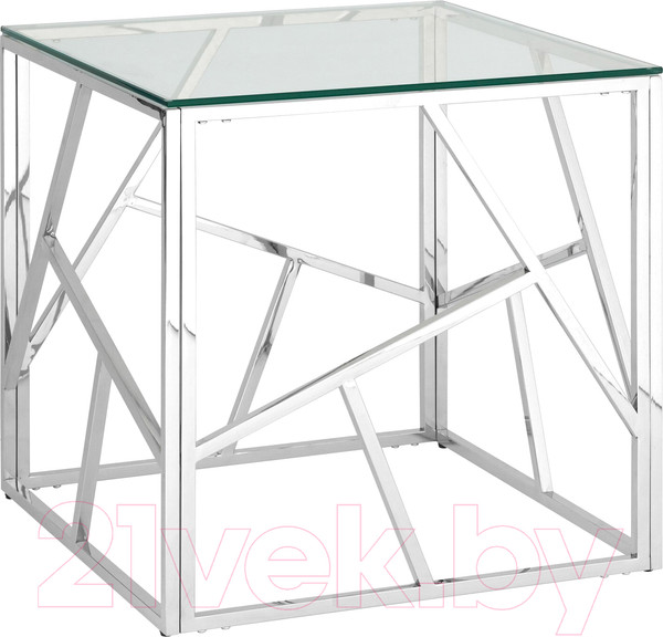 Изображение товара Журнальный столик Stool Group Арт Деко 55x55 / EET-015 (прозрачное стекло/сталь серебристый)