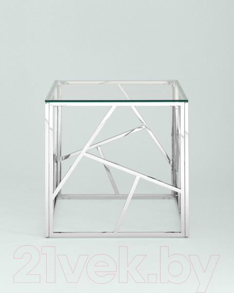 Изображение товара Журнальный столик Stool Group Арт Деко 55x55 / EET-015 (прозрачное стекло/сталь серебристый)