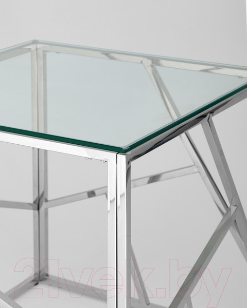 Изображение товара Журнальный столик Stool Group Арт Деко 55x55 / EET-015 (прозрачное стекло/сталь серебристый)
