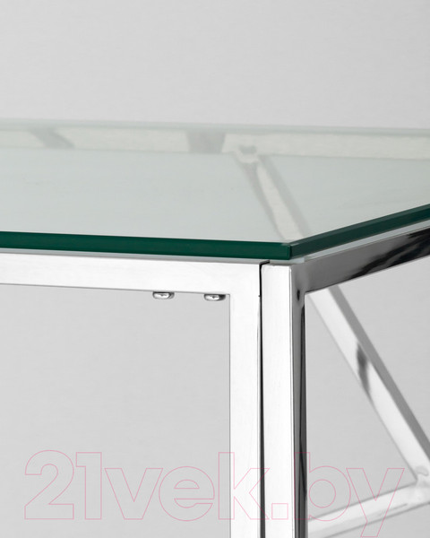 Изображение товара Журнальный столик Stool Group Арт Деко 55x55 / EET-015 (прозрачное стекло/сталь серебристый)
