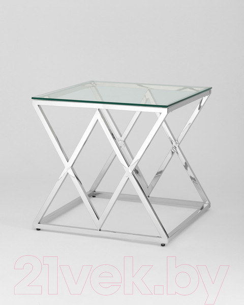 Изображение товара Журнальный столик Stool Group Инсигния 55x55 / EET-026 (прозрачное стекло/сталь серебристый)