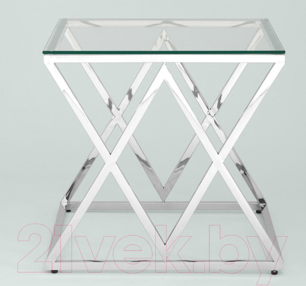 Изображение товара Журнальный столик Stool Group Инсигния 55x55 / EET-026 (прозрачное стекло/сталь серебристый)