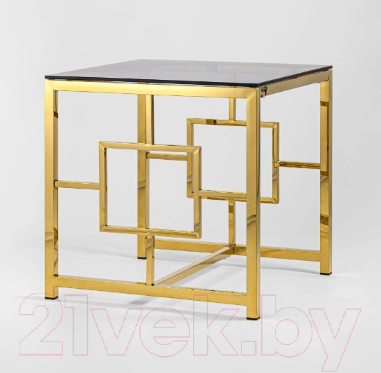 Изображение товара Журнальный столик Stool Group Бруклин 55x55 (стекло smoke/сталь золото)