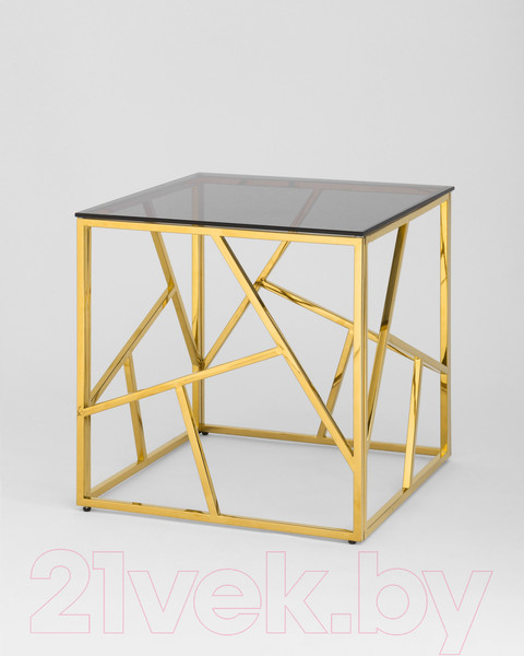 Изображение товара Журнальный столик Stool Group Арт Деко 55x55 / EET-015-TG-SK (стекло Smoke/сталь золото)