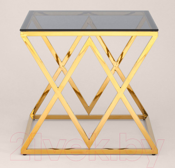 Изображение товара Журнальный столик Stool Group Инсигния 55x55 / EET-026-TG-SK (стекло Smoke/сталь золото)