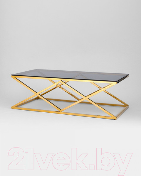 Изображение товара Журнальный столик Stool Group Инсигния 120x60 / ECT-026-TG-SK (стекло Smoke/сталь золото)
