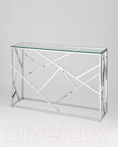 Изображение товара Консольный столик Stool Group Арт Деко 115x30 / ECST-015 (прозрачное стекло/сталь серебристый)
