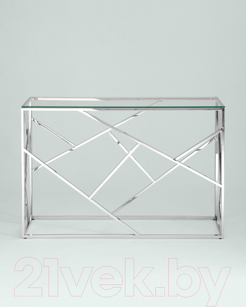 Изображение товара Консольный столик Stool Group Арт Деко 115x30 / ECST-015 (прозрачное стекло/сталь серебристый)