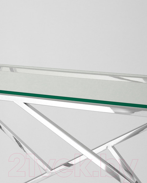Изображение товара Консольный столик Stool Group Арт Деко 115x30 / ECST-015 (прозрачное стекло/сталь серебристый)