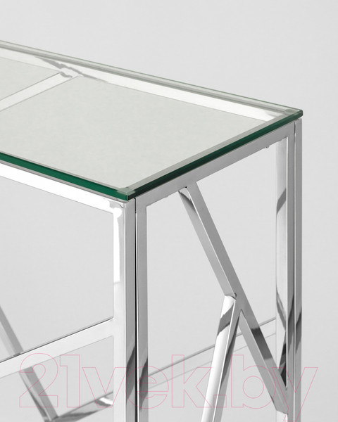 Изображение товара Консольный столик Stool Group Арт Деко 115x30 / ECST-015 (прозрачное стекло/сталь серебристый)