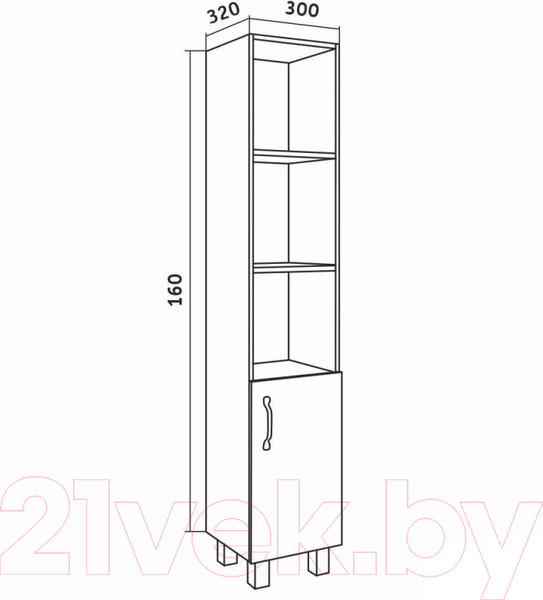 Изображение товара Шкаф-пенал для ванной Grossman Флай 30 / 303002