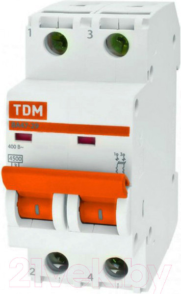 Изображение товара Выключатель автоматический TDM ВА 47-29 2Р 32А (C) 4.5кА / SQ0206-0096