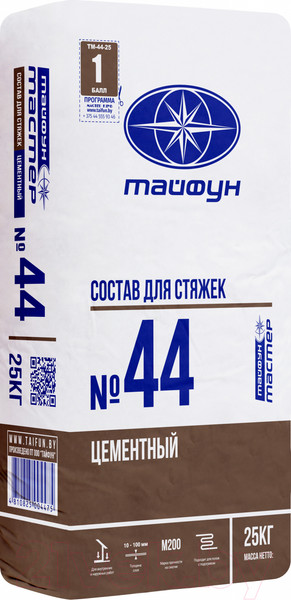 Изображение товара Смесь для устройства стяжек Тайфун Мастер №44М зима (25кг)