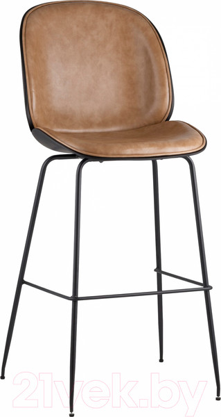 Изображение товара Стул барный Stool Group Турин со спинкой / 9329C (экокожа бежевый/черные ножки)