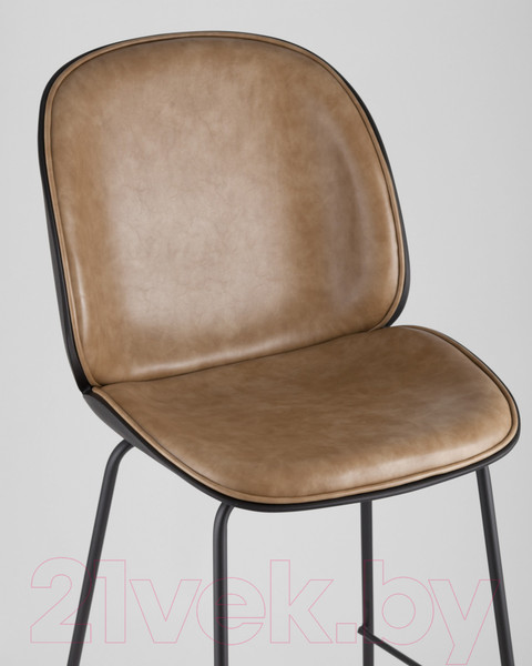 Изображение товара Стул барный Stool Group Турин со спинкой / 9329C (экокожа бежевый/черные ножки)