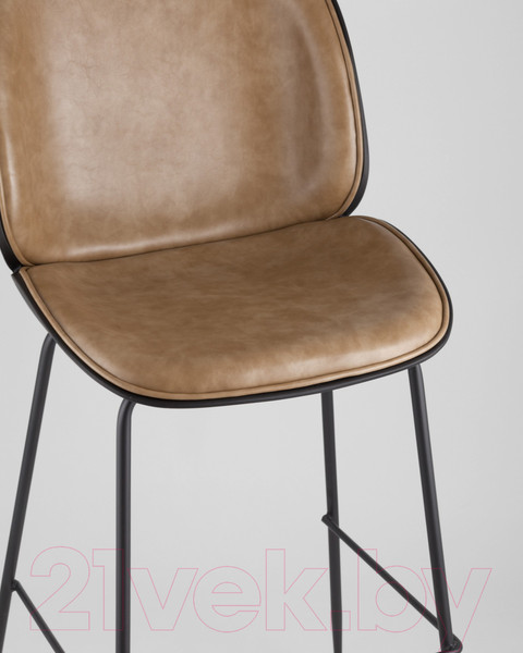 Изображение товара Стул барный Stool Group Турин со спинкой / 9329C (экокожа бежевый/черные ножки)