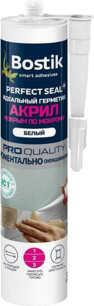 Изображение товара Герметик акриловый Bostik Perfect Seal Акрил Мокрый по Мокрому (300мл, белый)