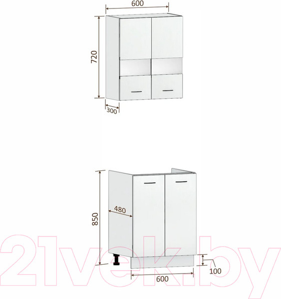 Изображение товара Комплект кухонных модулей Кортекс-мебель Корнелия Экстра 60м2д (дуб сонома/венге)