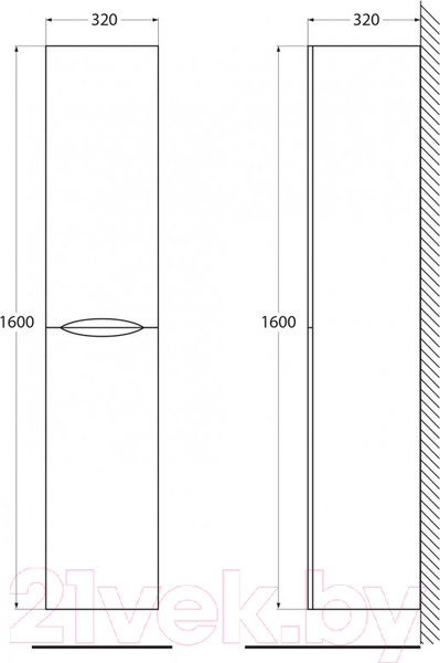 Изображение товара Шкаф-пенал для ванной BelBagno ACQUA-1600-2A-SC-PS-P