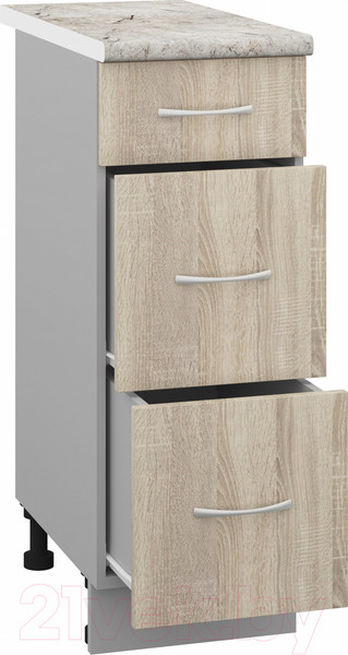 Изображение товара Шкаф-стол кухонный Кортекс-мебель Кортекс-мебель Корнелия Лира НШ30р3ш (дуб сонома/марсель)