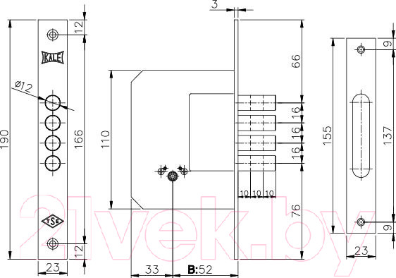 Изображение товара Замок врезной Kale 189F / 189F0000022 (никель)